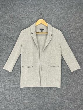 J Crew 365 Cardigan Sweater Women’s XXS Heather Gray SOFT Merino Wool Open Face